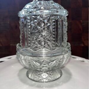 Vintage Indiana Glass Stars and Bars Fairy Lamp